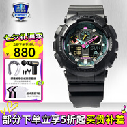 卡西歐（CASIO）【七夕】男表黑金GSHOCK雙顯運(yùn)動(dòng)防水腕表送男友石英電子手表禮物 GA-100MF-1A霓虹未來(lái)