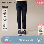 Teenie Weenie Kids小熊童裝秋冬款女童簡約加絨休閑牛仔鉛筆褲 牛仔色 110 cm
