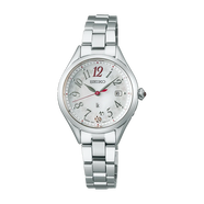 精工（SEIKO）女表Lukia花園系列太陽能電波手表 精致閃耀鉆石職場上學防水腕表 SSQW091 白珍珠母貝盤