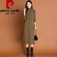 皮爾卡丹（pierre cardin）長(cháng)袖連衣裙女秋冬2025新款遮肚子顯瘦針織毛衣裙加厚內搭打底裙子 駝色 3XL 135-150斤