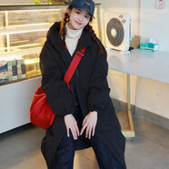 莫代爾oversize面包服短款羽絨棉衣棉服女2025年新款潮秋冬季外套厚棉襖 黑色 M