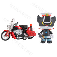 映棠美影正版黑貓警長(cháng)白貓班長(cháng)淘公仔玩具動(dòng)漫擺件兒童生日禮新年禮物 黑貓警長(cháng)+紅色摩托車(chē) 高9厘米