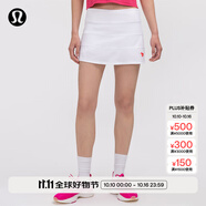 lululemon丨Graphic Pace Rival 女士運動圖案款中腰短裙 *長款 LW8AOAS 白色 M