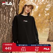FILA 斐樂女裝衛(wèi)衣男女同款套頭衛(wèi)衣秋冬情侶款休閑加絨保暖長袖上衣 正黑色-BK 2XL 185/104A/XXL