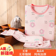 富羅迷（follow me）男童秋冬保暖內(nèi)衣套裝純棉秋衣秋褲兒童全棉線衣線褲男寶寶打底衫 花朵兔【5A抗菌+無骨】萊卡套裝 90 cm可開襠