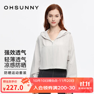 OhSunny防曬衣女春夏休閑運(yùn)動(dòng)短外套防紫外線戶外連帽防曬服 冷霜灰 XL