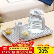 憶壺茶（YIHUTEA）創(chuàng)意家用瀝水托盤茶盤多功能塑料茶盤茶托水果盤置物瀝水茶盤家用 長方形托盤-小號