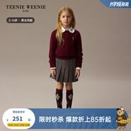 Teenie Weenie Kids小熊童裝24秋男女童經(jīng)典百搭休閑圓領(lǐng)羊毛毛衣 酒紅色 120 cm