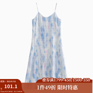 茵曼（INMAN）波西米亞吊帶油畫連衣裙女2025夏季新款度假裙子 藍(lán)色 XL