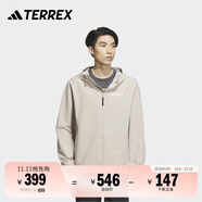 adidas舒適加絨戶(hù)外運動(dòng)連帽軟殼衣男裝秋冬阿迪達斯官方TERREX 淺卡其/淺灰   4XL