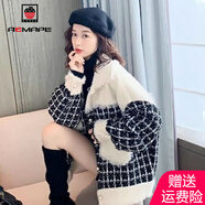 AEMAPE外套女2025春秋冬季新款格子毛呢短外套女小個(gè)子粗花小香風(fēng) 【米色】 S _【95斤以下】