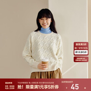 森馬毛衣女冬寬松時尚氣質(zhì)圓領針織衫優(yōu)雅千鳥格套頭衫女裝內(nèi)搭 白色調(diào)00311 L