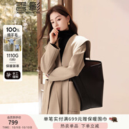 香影小個(gè)子雙面呢大衣女2024秋冬新款100%綿羊毛中長(zhǎng)駝色毛呢外套 駝色 L