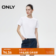 ONLY2025秋季新款簡約舒適基礎(chǔ)純色圓領(lǐng)正肩短袖T恤女|125101058 A43 奶油白色 XL (175) 92A