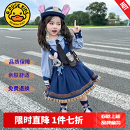 G.DUCKKIDS洛麗塔公主裙女童連衣裙夏季朱迪兒童裙子兔子警官生日蓬蓬裙春秋 裙子+掛件腰帶尾巴【春秋裝】 130 尺碼7~8歲【120-130cm】