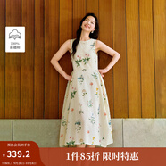 茵曼植物碎花女裝無(wú)袖連衣裙浪漫度假風(fēng)寬松2025夏季新品花苞長(cháng)裙子 杏色 S