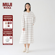 無(wú)印良品（MUJI）女式 法蘭絨抽褶連衣裙 美拉德純棉起毛寬松長(cháng)裙子秋冬 BC08CC3A 原色格紋 M 160/84A