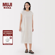 無印良品（MUJI）女式 雙股天竺編織法國(guó)袖連衣裙 女裝裙子連身裙長(zhǎng)裙夏季BB2S4A5S 白色 XL （165/92A）