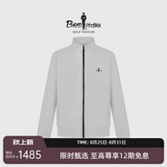 比音勒芬（Biemlfdlkk）【抗UV防曬】春秋季男士上衣休閑運動(dòng)外套戶(hù)外風(fēng)凈色立領(lǐng)夾克百搭 19淺灰 2XL