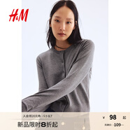 H&M女裝毛針織衫秋季薄款時(shí)尚法式慵懶短款打底衫m(xù)iu系開(kāi)衫0579541 混灰色167 S 160/88