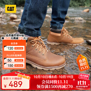 CAT卡特馬丁靴工裝靴男鞋防潑水牛皮鞋面城市輕戶外中幫短靴P723264 深棕色 42