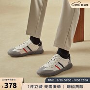 皓頓（HAUT TON）秋季新品男鞋頭層牛皮舒適男士時(shí)尚運(yùn)動(dòng)休閑鞋低幫德訓(xùn)鞋 白色 43 (265)