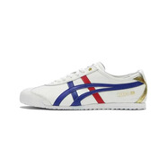 Onitsuka Tiger鬼?；EXICO66夏季皮面透氣輕便百搭跑步鞋男女運動休閑鞋 白藍金 39
