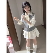 天啟世紀甜美減齡小眾波點(diǎn)襯衫裙+針織v領(lǐng)馬甲春秋季新款韓版學(xué)院風(fēng)兩件套 【套裝】襯衫裙+馬甲【優(yōu)質(zhì)版】 S