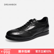 dreambox鈞博重水洗馬皮透氣夏季德訓鞋輕便舒適男士平底休閑板鞋 暗黑色 40