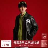 MLMR MY LIFE MY RULES秋季潮流時(shí)尚寬松PU皮鳶尾花印花男士夾克外套M233P3001 黑色 M 175