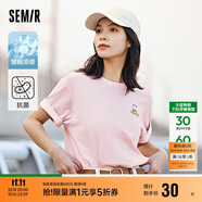 森馬（Semir）【多彩涼感T】短袖t恤女夏中長款寬松舒適刺繡上衣109324100007
