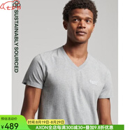 superdry極度干燥男士新款心領(lǐng)短袖T恤V領(lǐng)寬松舒適休閑風(fēng)小眾清新百搭男裝 GREY L