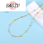 SAGIV品質(zhì)三色項鏈百尋925銀扭麥粒彩銀鍍鎖骨菠蘿鏈時(shí)尚 三彩元寶鏈