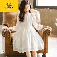 G.DUCKKIDS女童白色連衣裙春夏2025新款女孩裙子春裝中大童蕾絲公主裙超洋 白色（1） 150