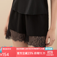 金三塔商場(chǎng)同款金三塔睡衣女真絲蕾絲花邊家居褲睡褲家居服YSF9B903 黑色7100 XL