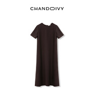 樟度（CHANDOO IVY）CHANDOOIVY日本進(jìn)口三醋酸 ROW風(fēng)立裁紙片人短袖空氣感懶人裙 深巧克力 XS