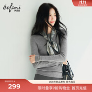 伊芙麗（eifini）蔣欣代言圓領(lǐng)100%可機洗羊毛針織衫女裝修身打底衫25秋新款 云煙灰 圓領(lǐng) L 115-130斤