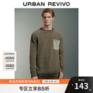 UR2025春季新款男裝時(shí)尚輕熟風(fēng)拼色口袋寬松針織衫UMM940004 深綠 XS
