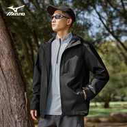 美津濃（MIZUNO）戶外夾克男連帽梭織印花透氣情侶鋒衣外套上衣