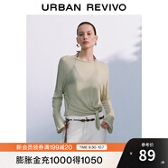 UR2025秋季新款女裝慵懶休閑風(fēng)綁帶超寬松長(cháng)袖T恤UWB450049 白綠 (偏寬松) S (XS-S)