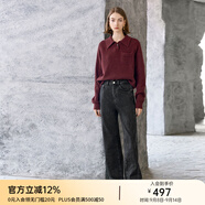 顏域（YANYEE）顏域復古氣質直筒牛仔褲2025年新款女冬季簡約百搭闊腿褲通勤褲子 深灰 S/36