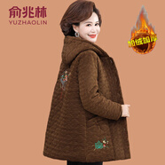 俞兆林（YUZHAOLIN）中老年女裝冬裝加絨加厚外套燈芯絨棉衣媽媽保暖連帽鋪棉外套老人 秋香黃 2XL (參考105-120斤)