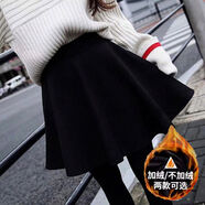 夕楠【450g加絨加厚】秋冬新款a字半身裙短裙女蓬蓬傘裙高腰百褶裙子 黑色 加絨加厚 L