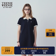 Teenie Weenie小熊夏季撞色Polo休閑通勤簡(jiǎn)約白色連衣裙時(shí)尚收腰短裙女 藏青色 S (160)