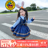 G.DUCKKIDS兒童兔子警官衣服女童瘋狂朱迪cos連衣裙動(dòng)物城洛麗塔女孩公主裙 朱迪長袖連衣裙 140 (建議身高130cm 10-11歲cm