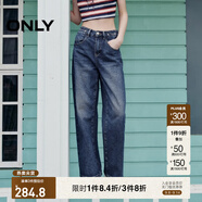 ONLY2024秋冬新款休閑百搭設計感高腰直筒褲牛仔褲女|124132040 J35 復古牛仔390 M (165) M褲長減短