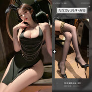 性感情趣內(nèi)衣新款約會(huì)戰(zhàn)袍睡衣小胸制服qqny床上衣服0096 火辣吊帶連衣裙豹紋邊長(zhǎng)筒 均碼建議體重80-130斤