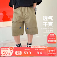 左西男童工裝短褲夏季2025新款休閑款兒童五分褲夏季中褲 卡其色 130