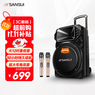 山水（SANSUI）戶外k歌專用拉桿音響廣場舞智能音箱專業(yè)設(shè)備移動(dòng)便攜式藍(lán)牙播放器SS6-12電木吉他民謠樂器音箱