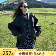 西遇J美式機能風復古重工外套秋款女裝2025年新款高級感夾克皮衣 黑色長款（SS140818） S/M預售15天 L